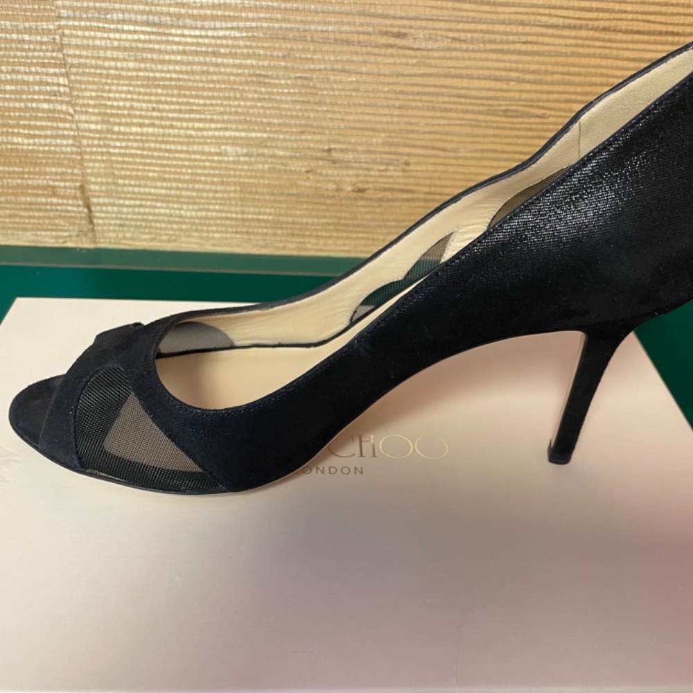 Jimmy Choo Wetlook Suede/Mesh Black - Picture 7 of 13